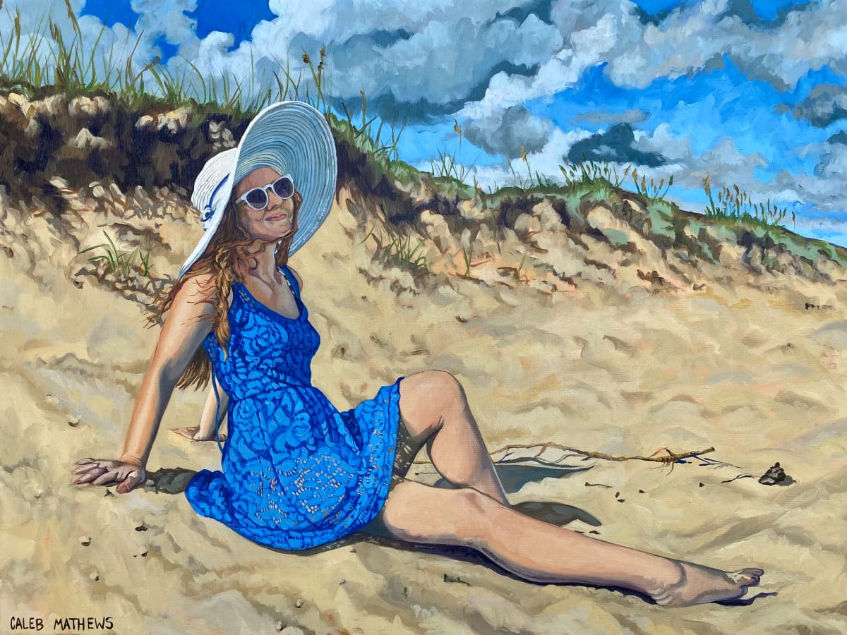 Linda in a Blue Dress by Caleb Mathews 