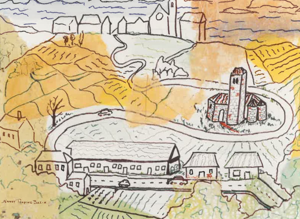 Spanish Landscape with Medieval Church by Nancy Topping Bazin 