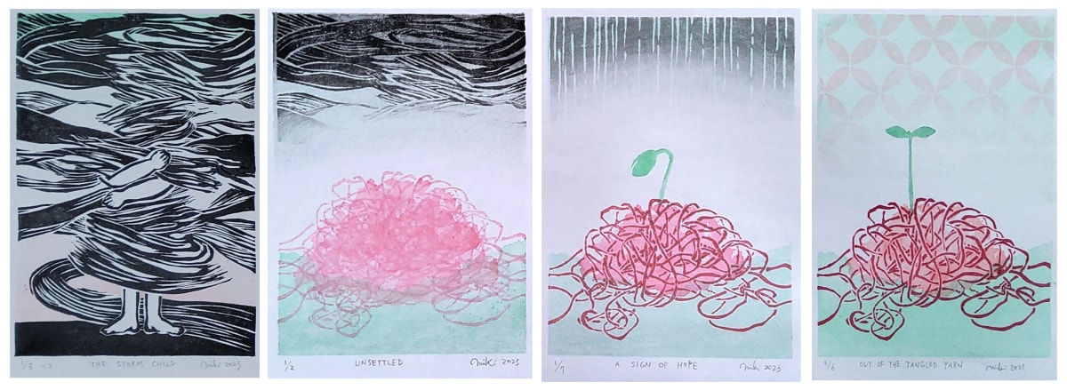 The process of healing by Miki Nishida Goerdt  Image: As a therapist, I hear many sad and tragic stories. I have noticed one thing very clearly in this experience of being a witness for these stories--for many of us, the healing process is a process of internal growth, through understanding the meaning of what happened to us.
At the time of the event, a storm arrives.It leaves unsettled feelings and sensation. There is a ball of tangled yarn left inside of you. You may not know what it is or what's in it. As you explore it, you see a sprout coming out of it. Maybe what happened to you means something--something important.May you find the true meaning of what happened to you, out of the tangled yarn. 