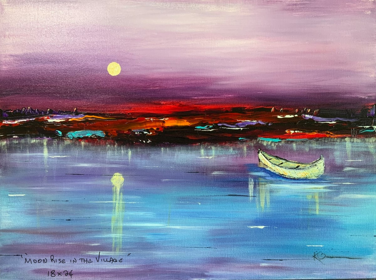 Moon Rise in the Village by Kip Bedell 