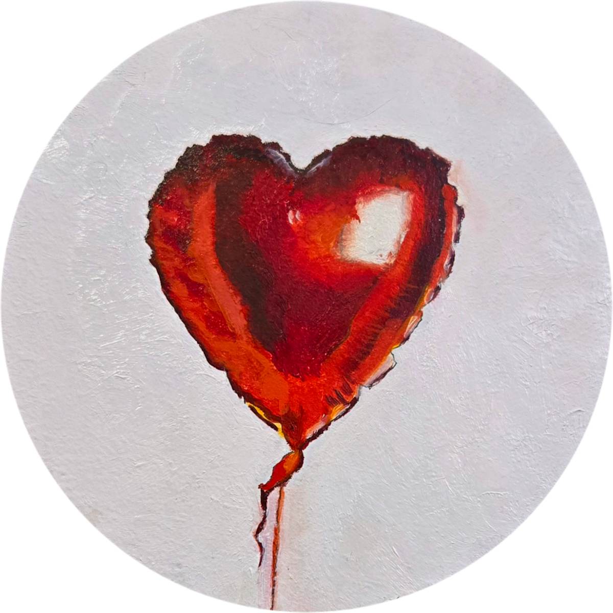 Mylar Love by Catherine Mills  Image: Mylar Love, 4 x 4 inches, oil on aluminum