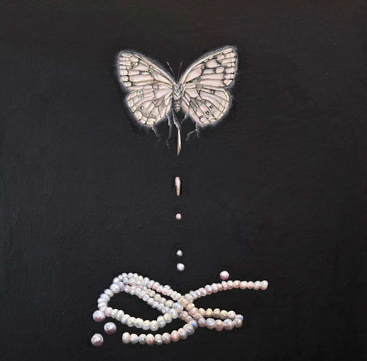 Breakfast at Tiffanay's by Catherine Mills  Image: Transmutation, oil on gallery wood panel, 16 x 16 inches