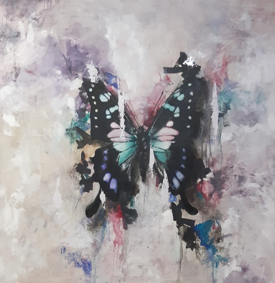 Purple Mountain Emperor by Catherine Mills  Image: Purple Mountain Emperor, oil on wood panel 