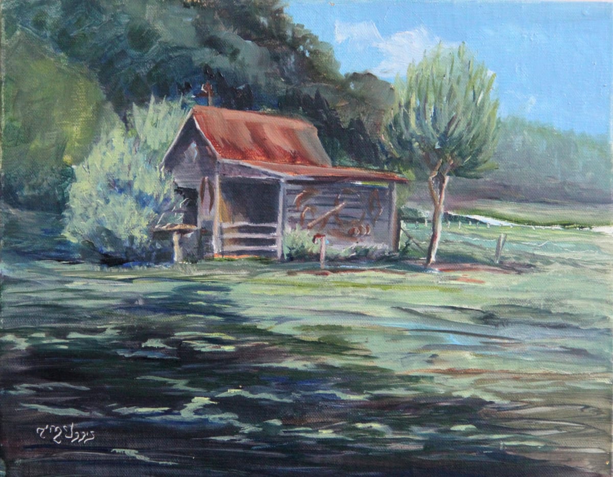 Cupcake's Goat Shed  Image: Cupcake was curious as to why I was watching (painting) him and his shed.