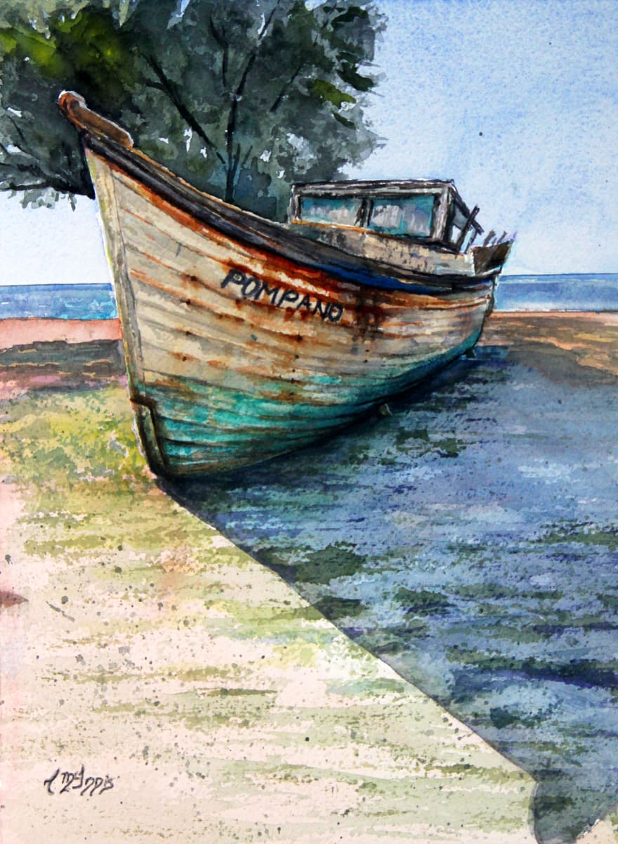 Pompano by Theresia McInnis  Image: She sits gracefully reminding us to be productive where we have landed. 14x11"