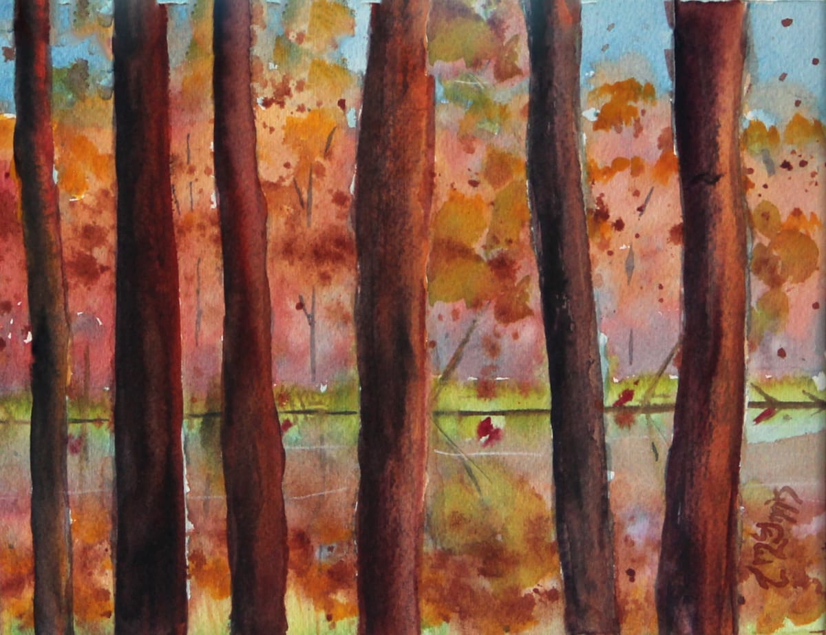 Bayou Ablaze by Theresia McInnis  Image: The bayou in the fall reflects all the turning colors of the cypress on the far shore.