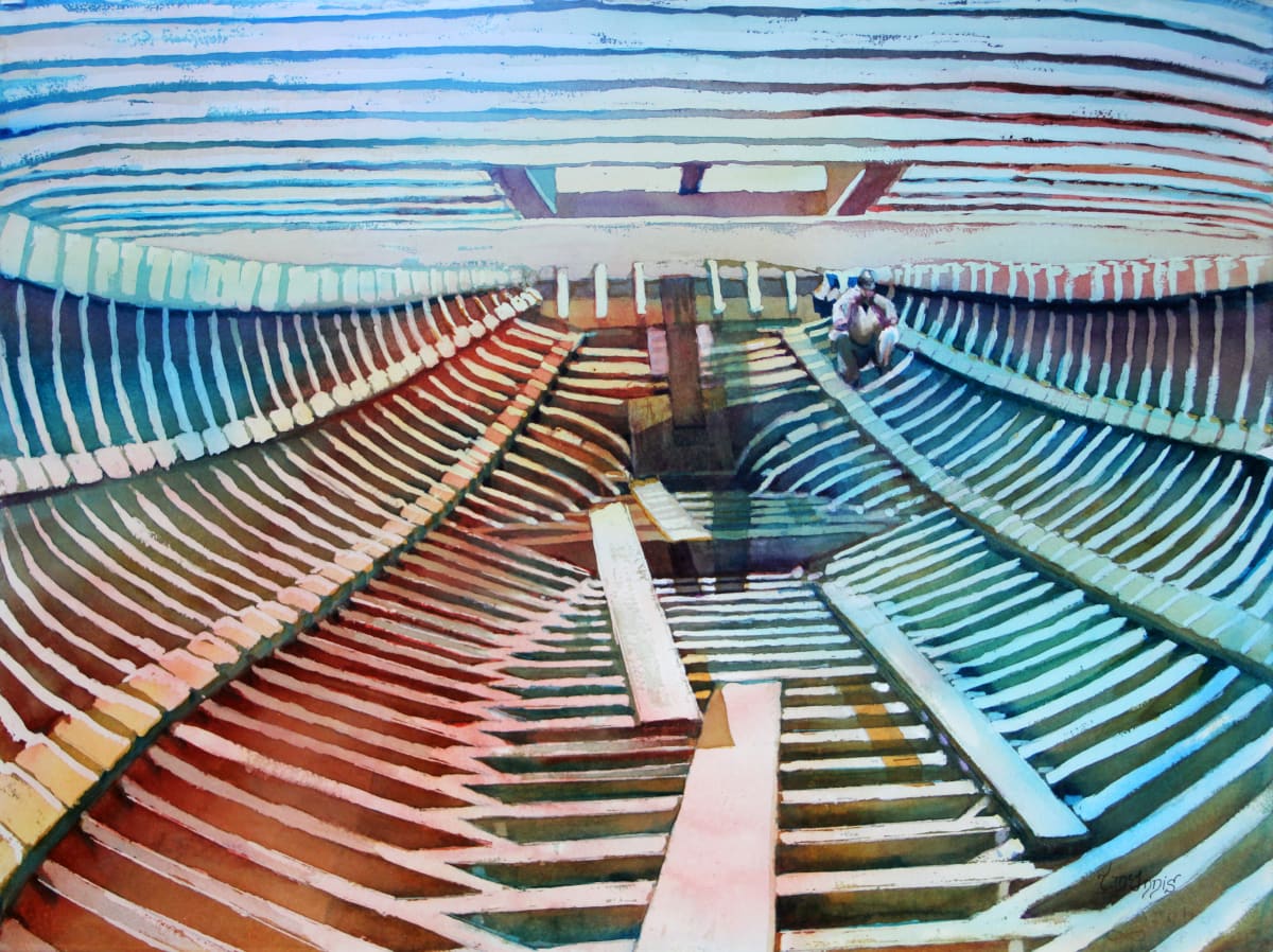 Boggy's Ribs by Theresia McInnis  Image: Sailing shrimpers and fishing boats were once the industry along the shores of Boggy Bayou.
