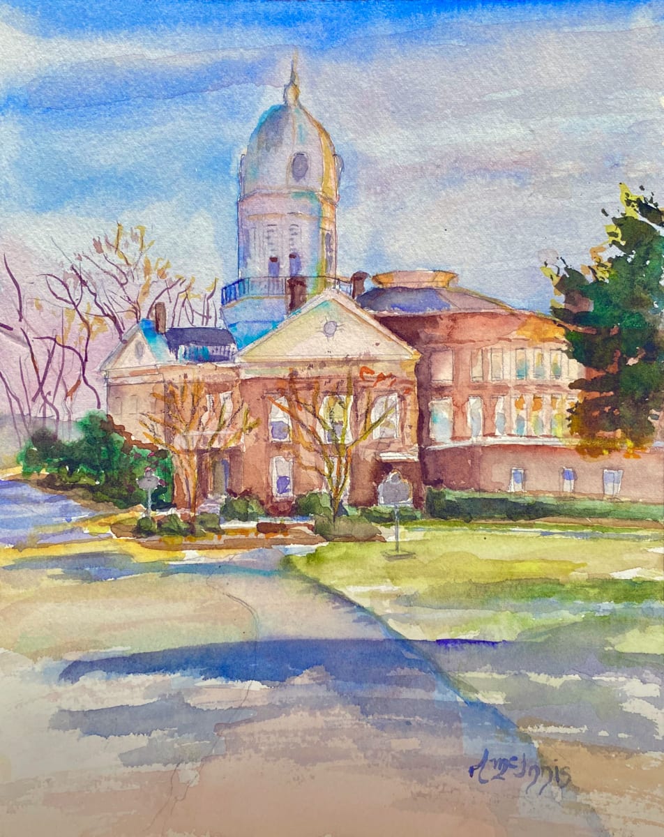 Courtly Watercolor Glow  Image: The afternoon sun lit the white domed clock tower and reflected soft watercolor glows all around.
