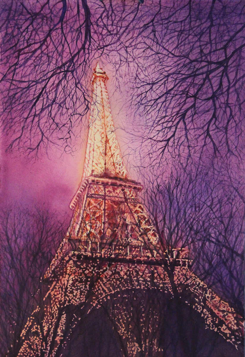 Eiffel Evening Prints by Theresia McInnis, Image 1.