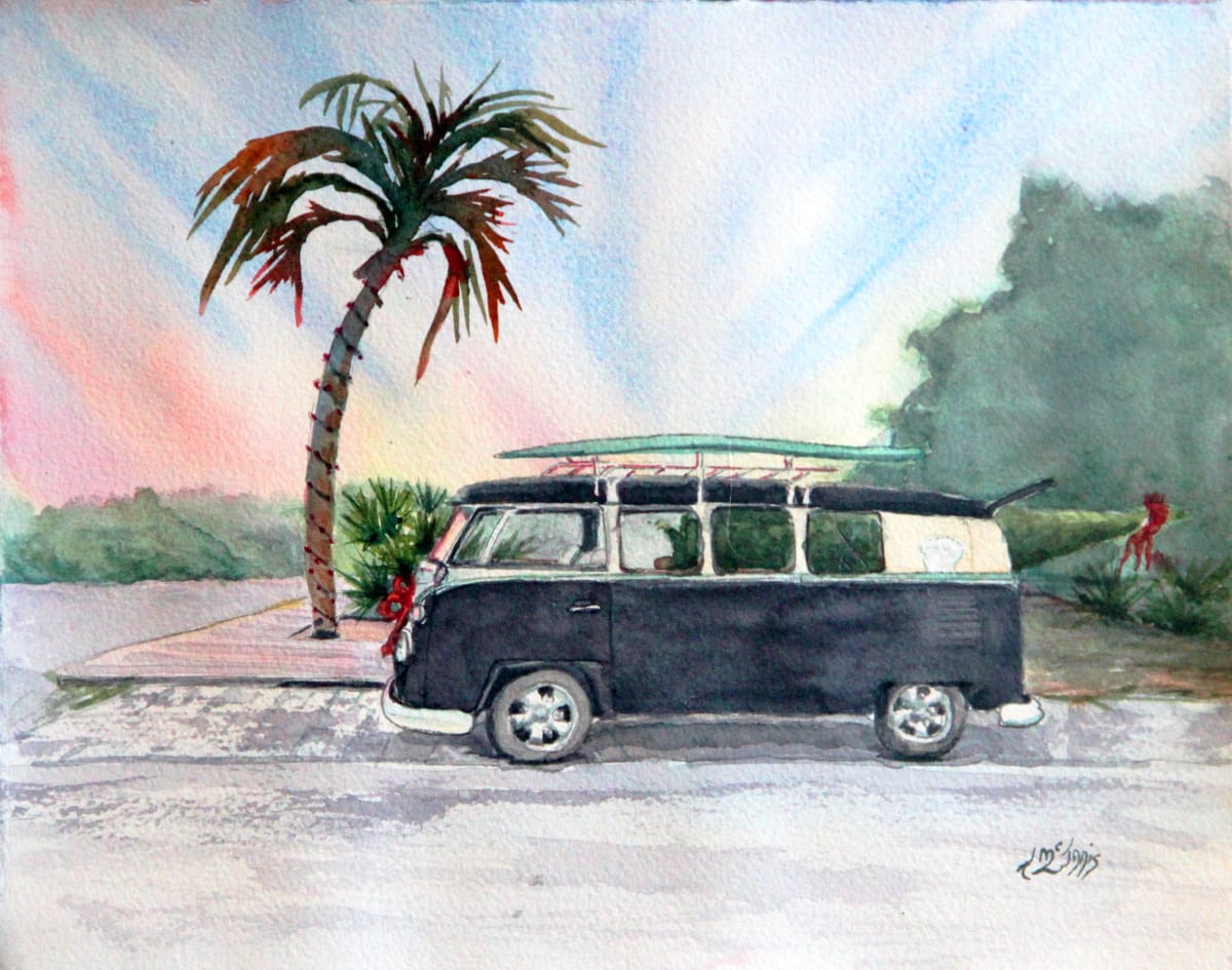 Grayton VW by Theresia McInnis  Image: The black and white VW van is a very common sight in Grayton Beach.