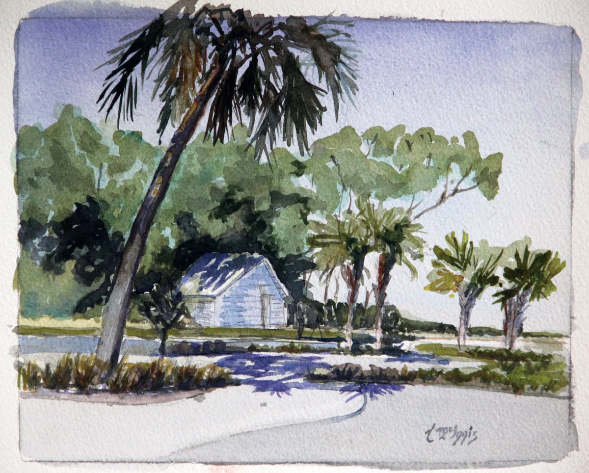 Leonard's Rookery by Theresia McInnis  Image: Leonard's Rookery. Painted en Pleinair at Leonard Brown Park in Destin is nestled under stands of oaks that the blue Heron take for nests each spring.  It's a very busy rookery.