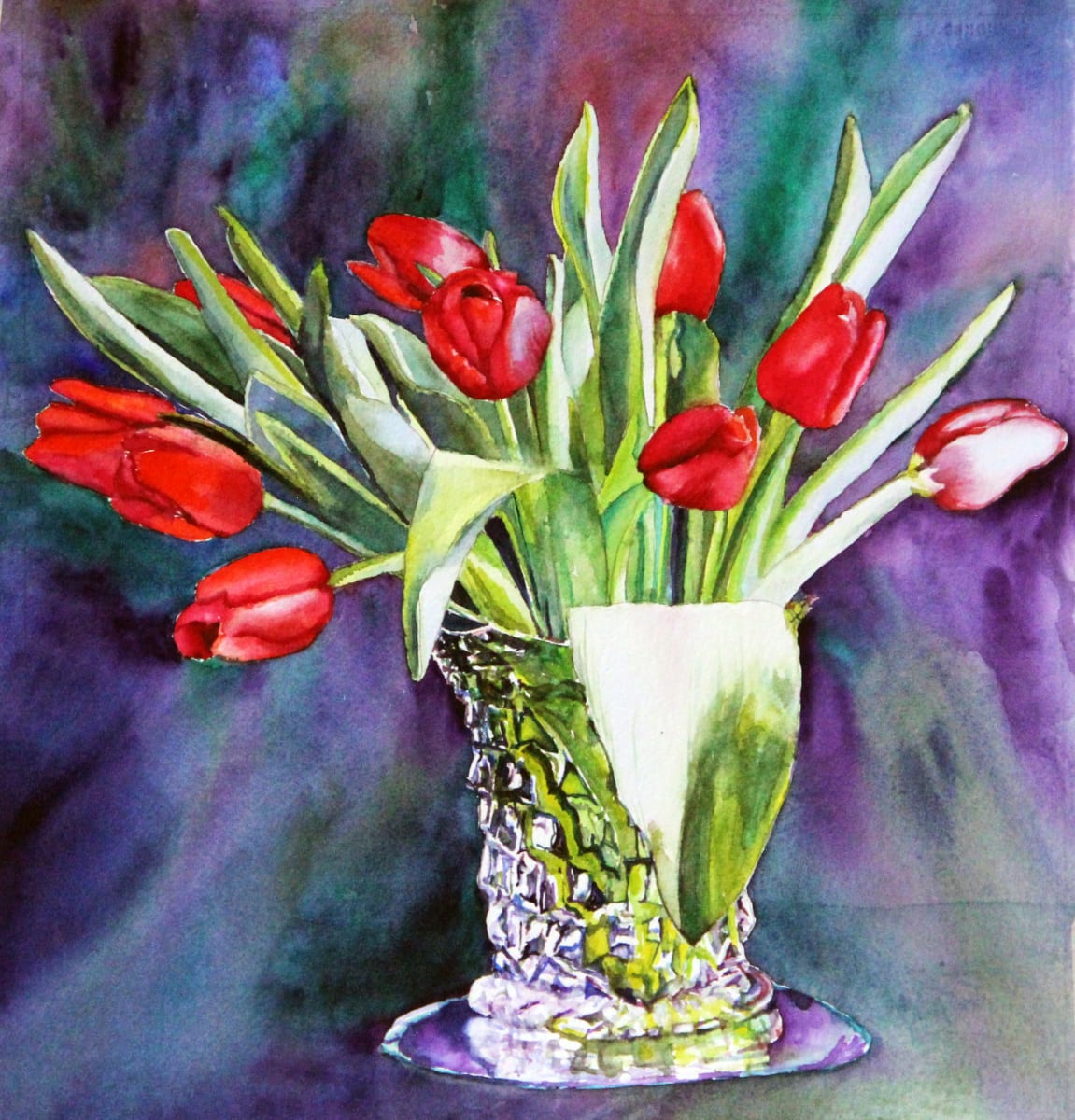 Red Fostoria Tulips by Theresia McInnis 
