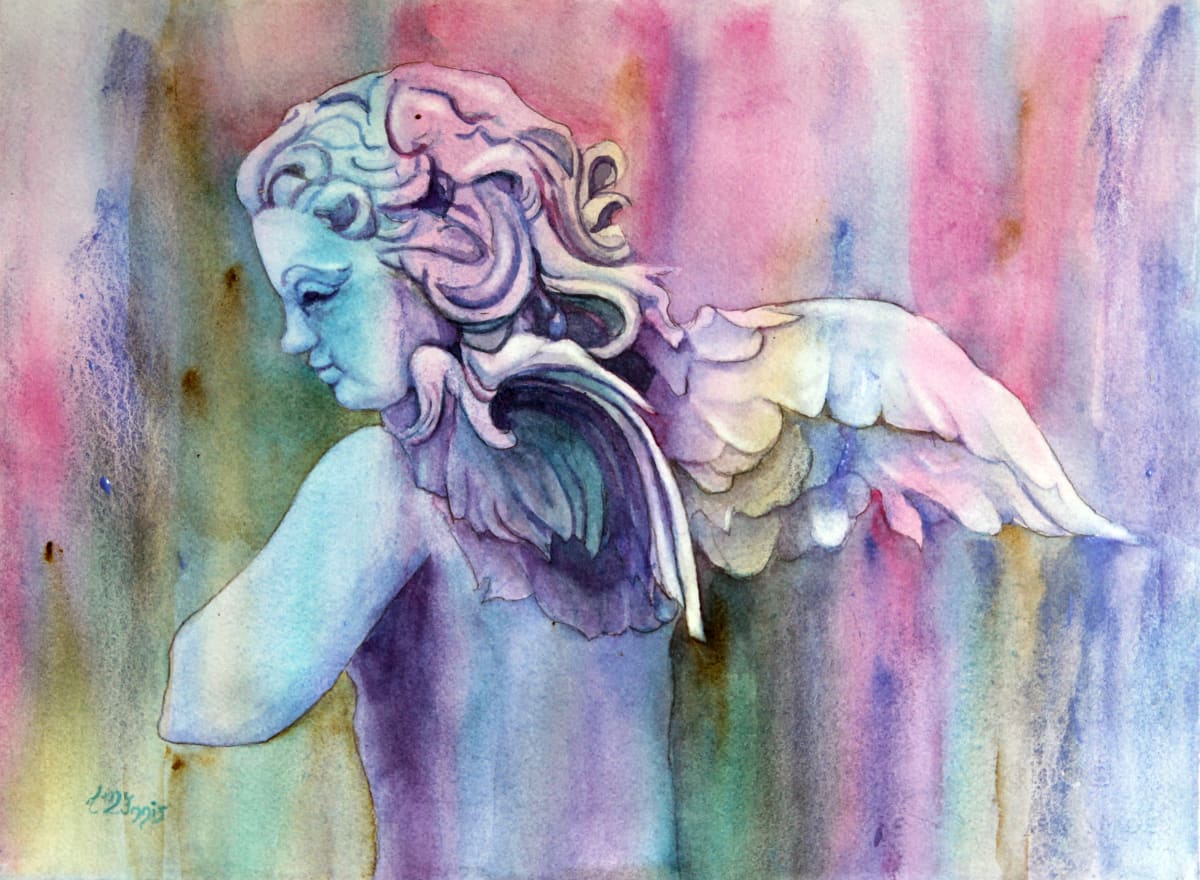 Reflecting Angel by Theresia McInnis  Image: Reflecting Angel in soft pastels.