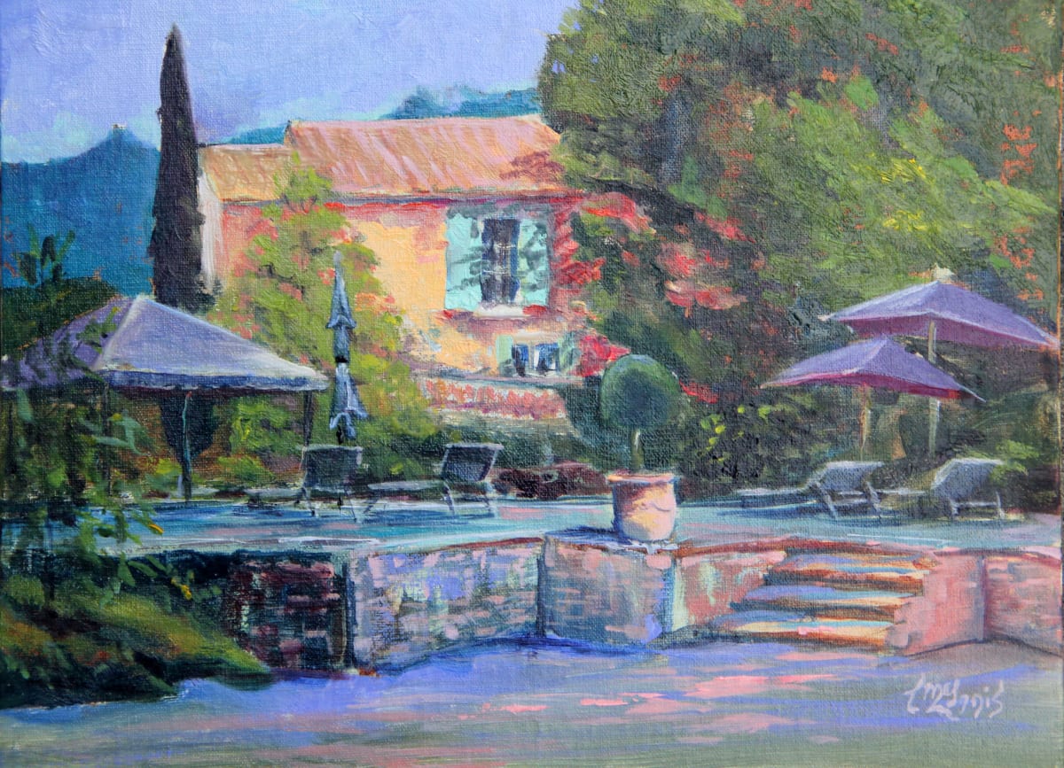 Just Relax with the Poets by Theresia McInnis  Image: Just Relax with the Poetes. Plein-air 9x12  Fountain de Vaucluse in Provence.