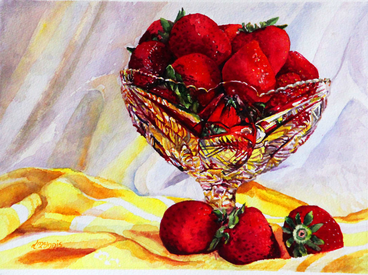Strawberries in Depression Glass by Theresia McInnis 