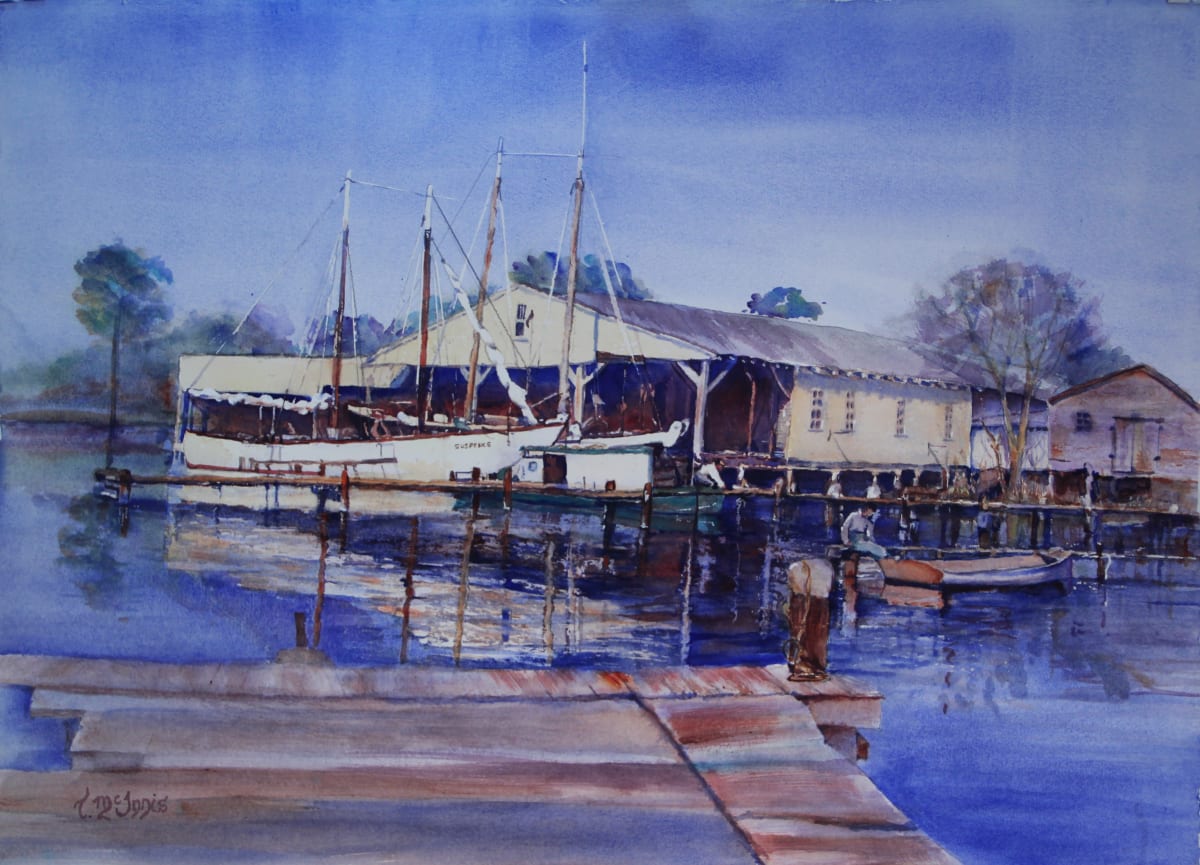 Suspenceful Sailing Shrimpers by Theresia McInnis 