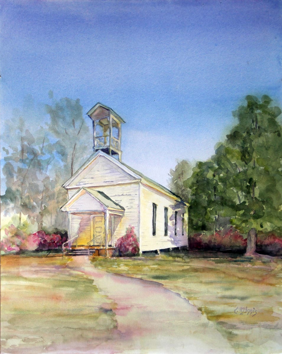 Union 1880 by Theresia McInnis  Image: The 1880 Perdue Hill Union Church at Perdue Hill belongs to the community. The church was built prior to the 1880’s using donated lumber. The pulpit was constructed using materials from a saloon bar that was located at old Claiborne, AL. Every denomination in the area has used this little church.