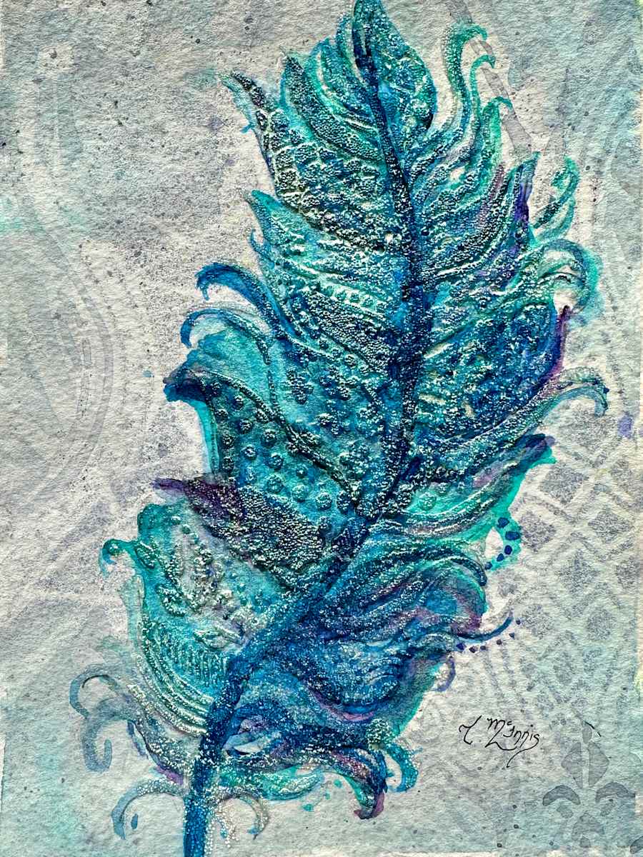 Crystal Beaded Feather by Theresia McInnis  Image: The addition of Crystal beads makes this piece three dimensional. 