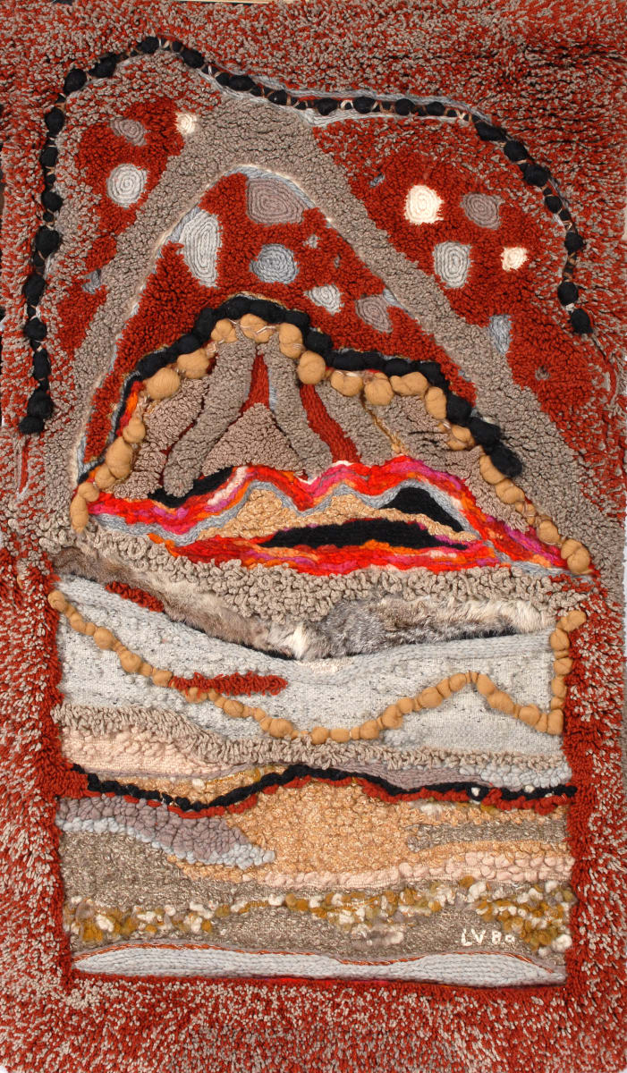 Night on Magic Mountain by Lionel Venne  Image: The tapestry is a variety of techniques: knotting, crocheting, hooking and hand weaving. The fibres of wool are locally spun and the wool comes from the local Belle Vallée Wools.