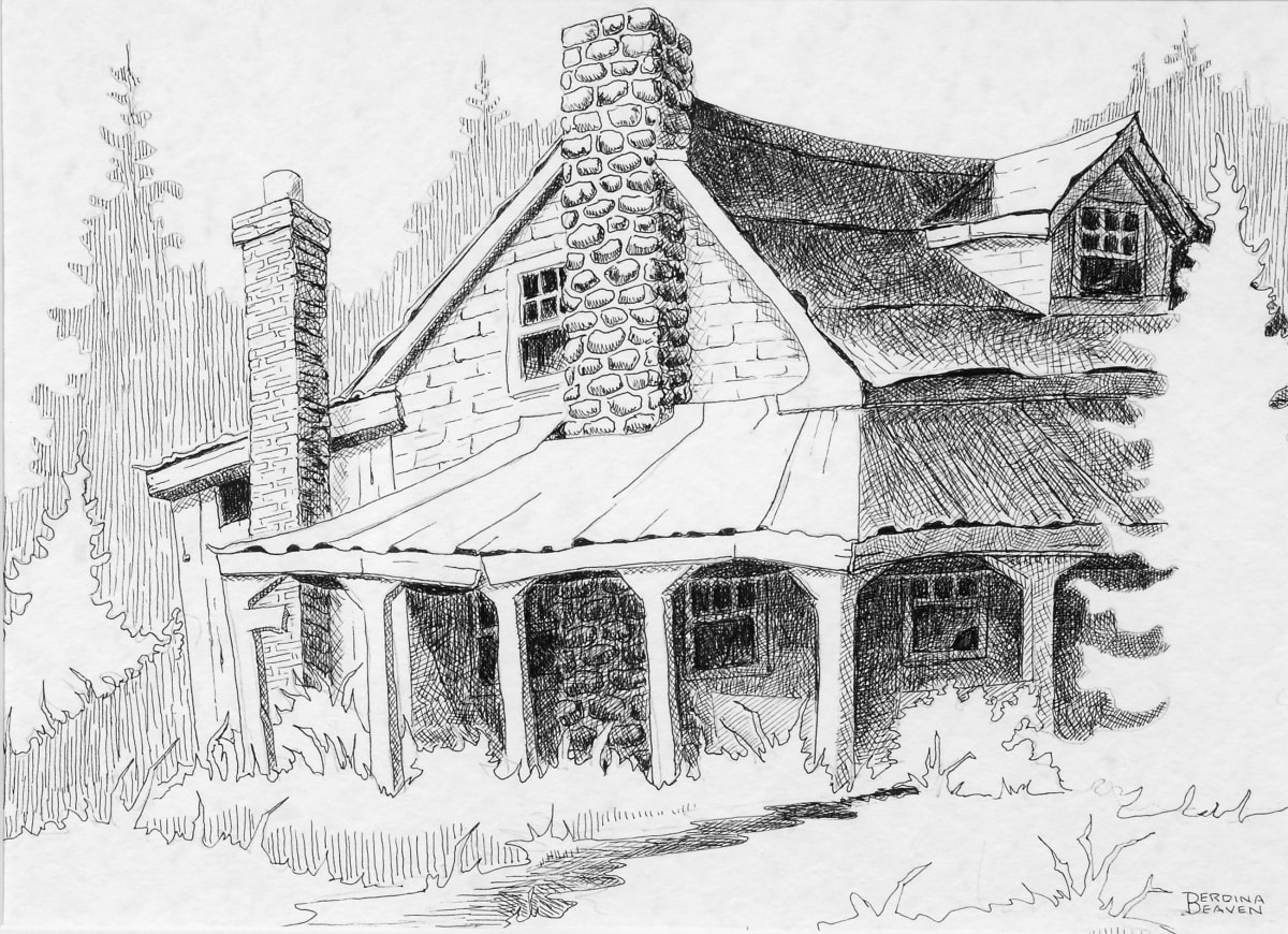 Heritage Homestead by Berdina Beaven  Image: A local family homestead, now unoccupied was the ideal subject matter for a pen and ink study. Its deterioration only added to its charm.