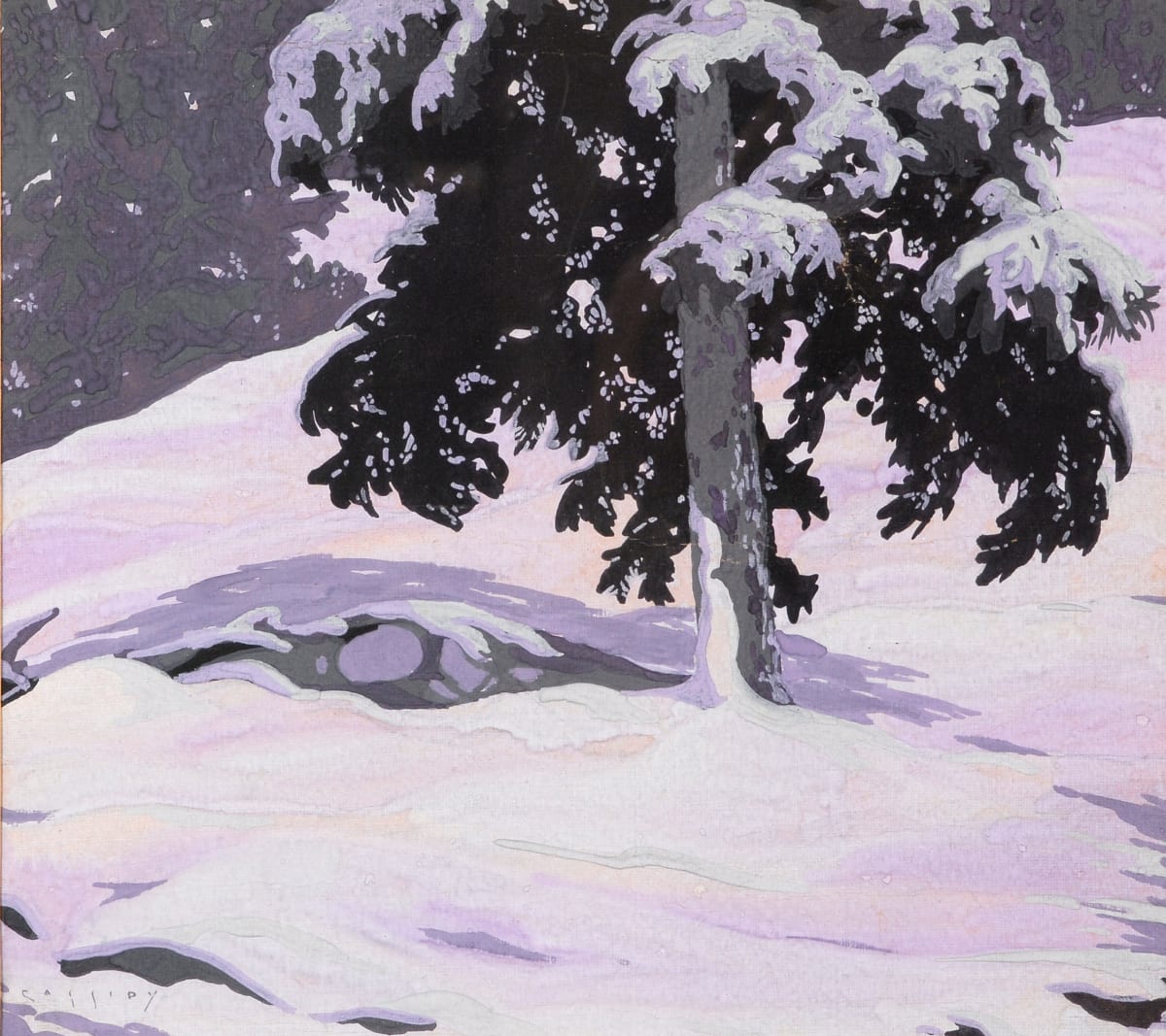 Snowy Winter Scene: Cedar tree by George Cassidy 