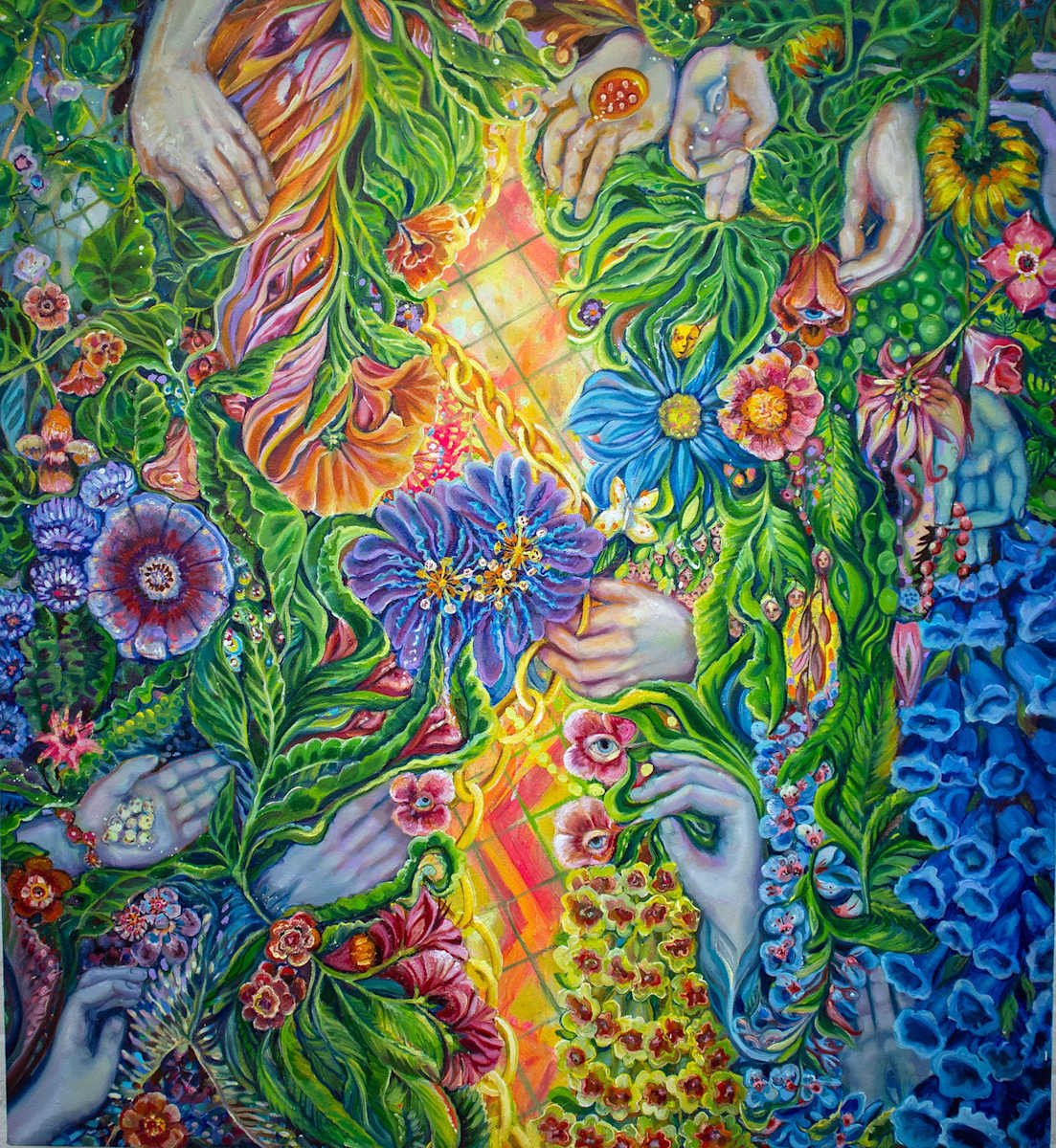 Fenced Flowers by Michelle Hinebrook 