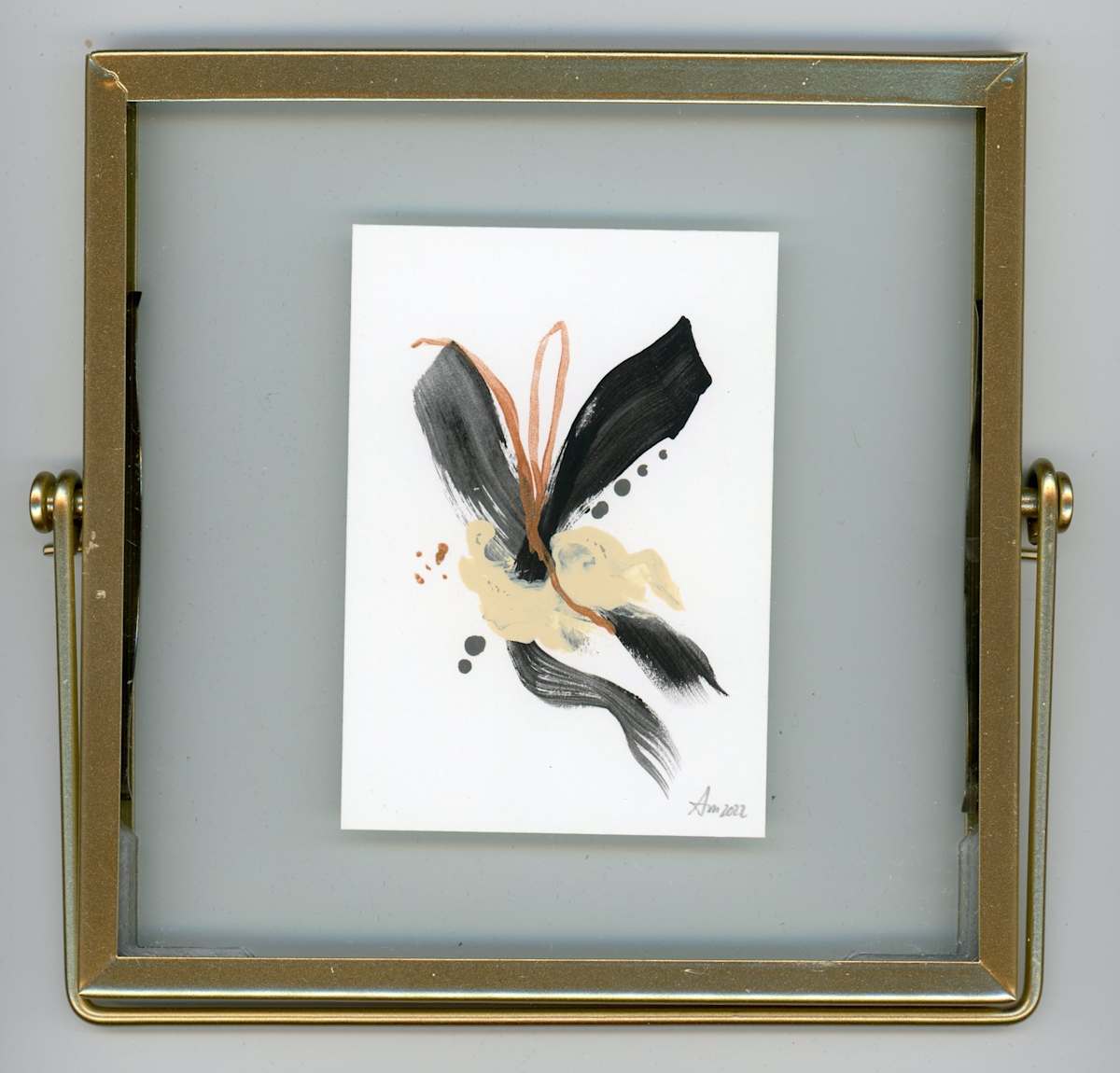 Black Abstract with gold frame 1 by Alisha Morgan Art 
