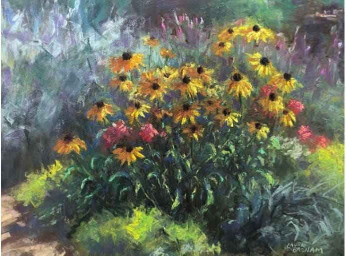 Black-eyed Susans by Laurie Basham  Image: I feel like I can walk up to this painting and pick some of these beautiful flowers and put them in a vase