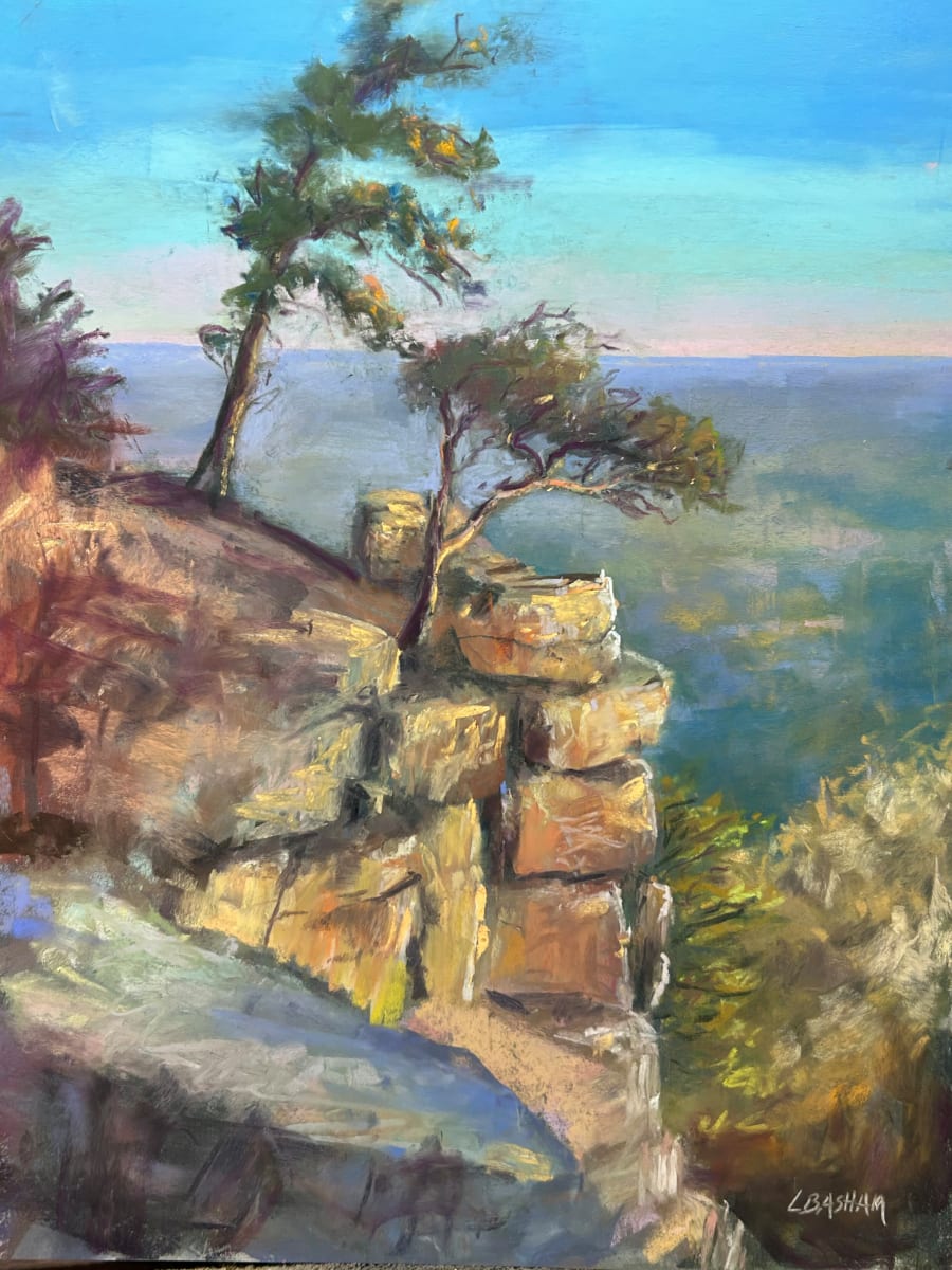 Pilot Mountain at Sunset by Laurie Basham  Image: Painted en plein air during the Foothills Plein Air Festival in October of 2023