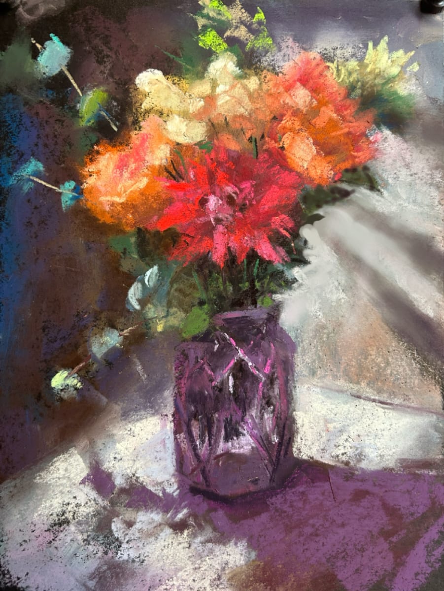 Edna's Purple Vase 9x12 by Laurie Basham 