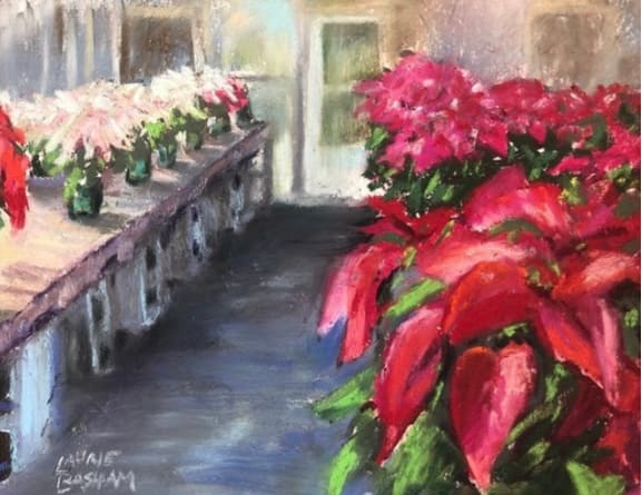 Poinsettia Greenhouse  6x9 by Laurie Basham 