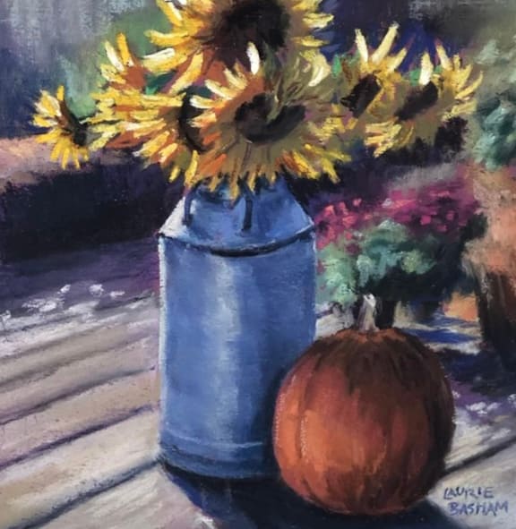 Sunflowers and Pumpkin     9x9 