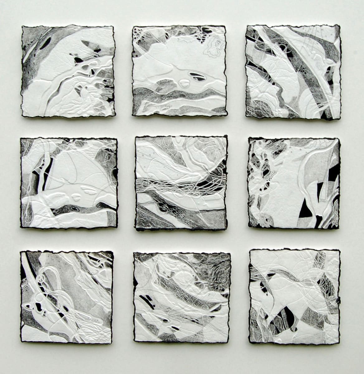 Black on White II by Brenda Hartill  Image: Collaged embossed Drawing