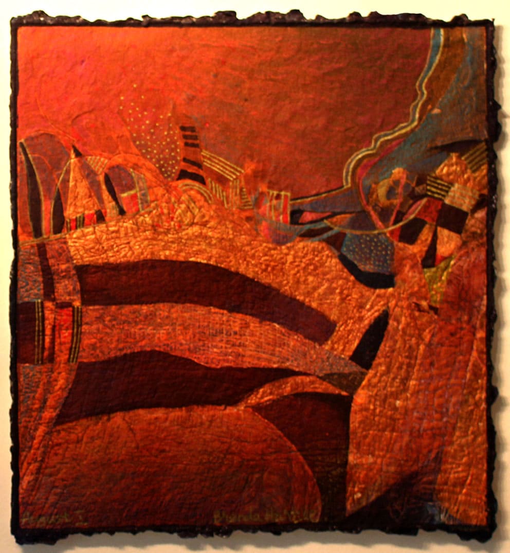 August I by Brenda Hartill  Image: Red,  square, abstract, hot, landscape, small