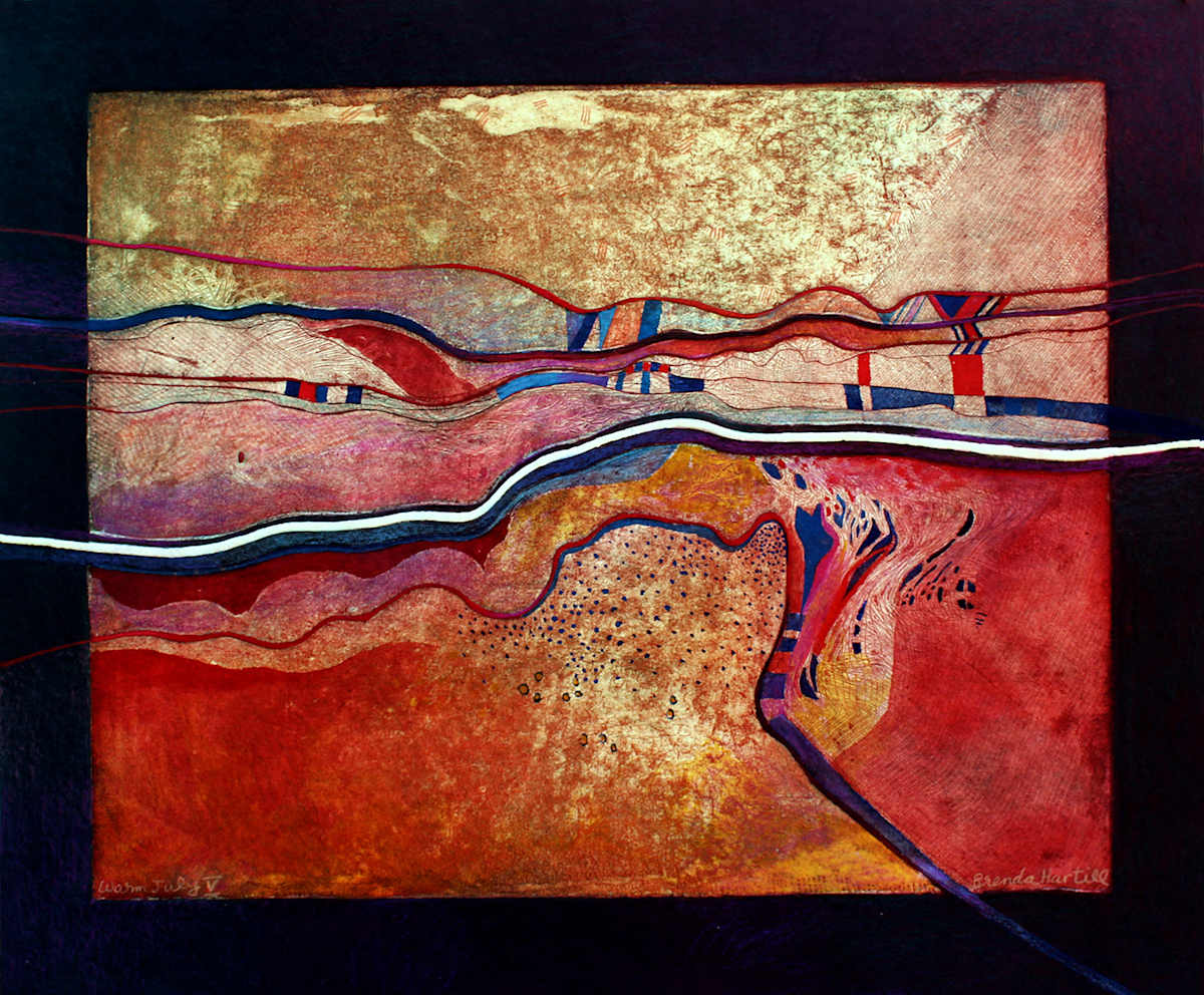 Hot July V by Brenda Hartill  Image: landscape, warm, red, glowing, hot
