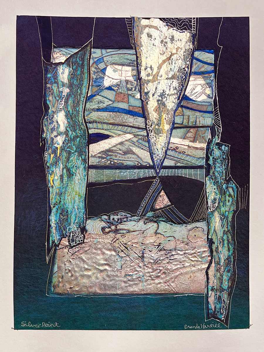 Silver Point by Brenda Hartill  Image: Embossed watercolour with silver leaf and ink