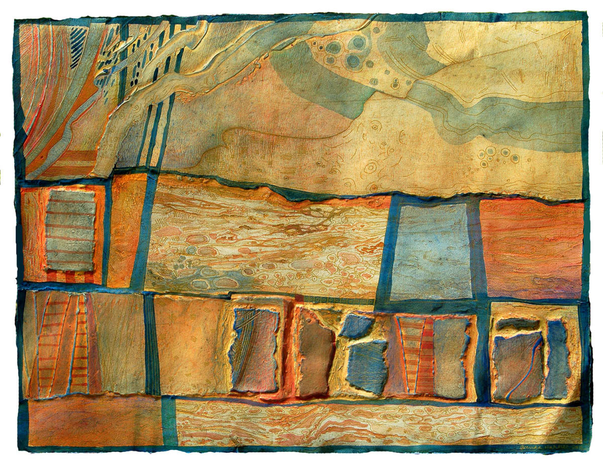 Warm Land I by Brenda Hartill  Image: Embossed watercolour