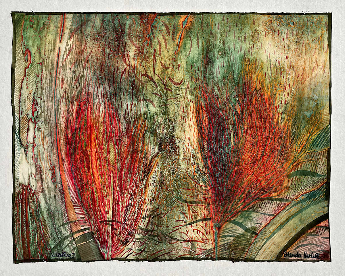 Wildfire I by Brenda Hartill  Image: Warm Botanical Embossed Watercolour