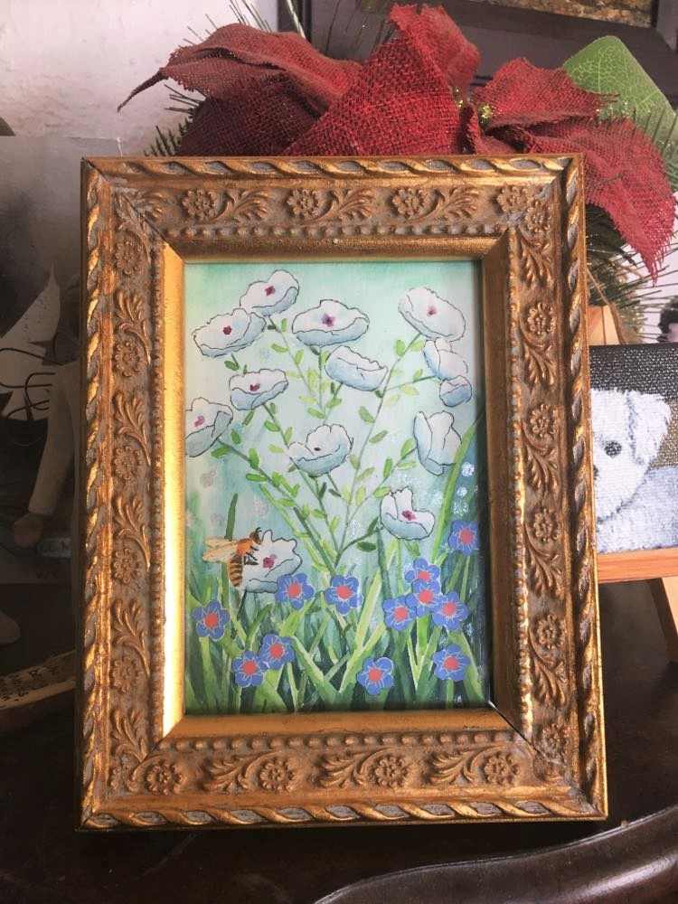 Bee & White Flowers by Jessica Keller 