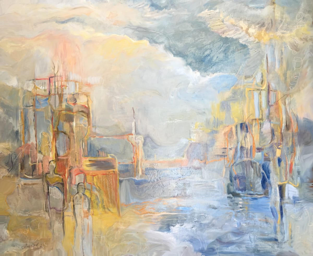 Indeterminacy by Carolyn Dawn Good  Image: Painted at Flicker & Fir . First big painting after 18 months at Anubhuti Retreat Center. 