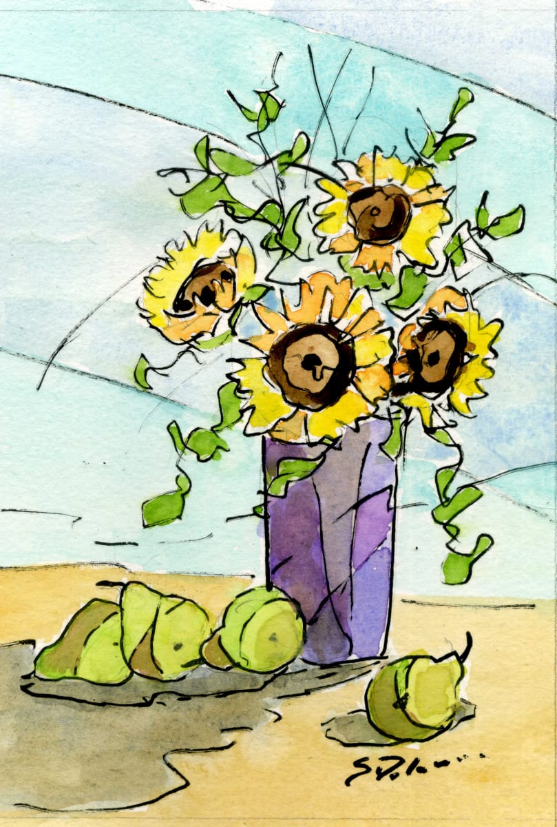 Sunflowers and Pears by Sue Dolamore 