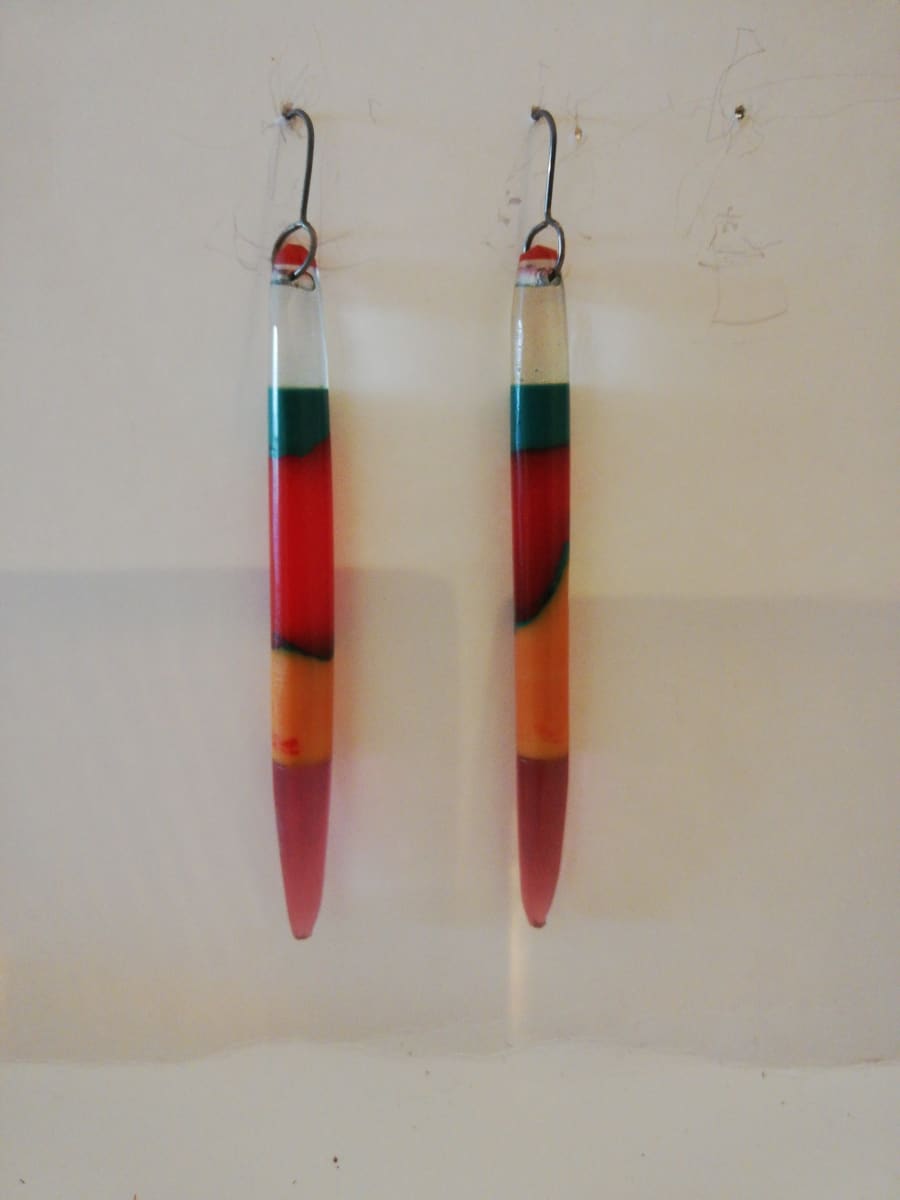 Clear, green, red, black, orange, wine Quill earrings with sterling silver fish hook  Image: Clear, green, red, black, orange, wine Quill earrings with sterling silver fish hook
