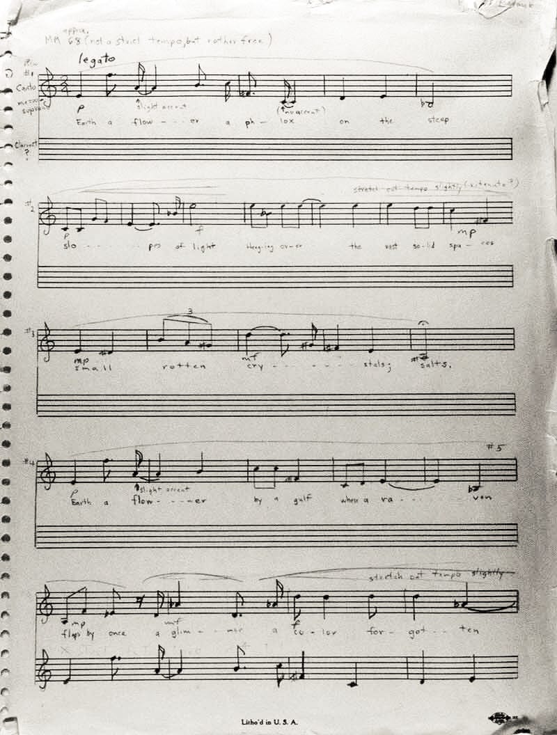 Robinson Jeffers Poem Set to Music, page one by Eve Mero 