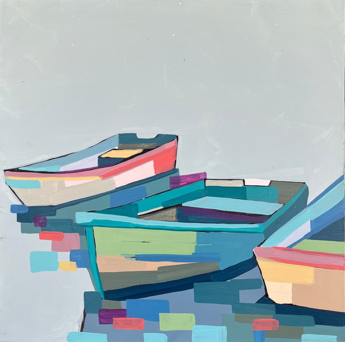 Three boats at the port by Alma Ramirez 