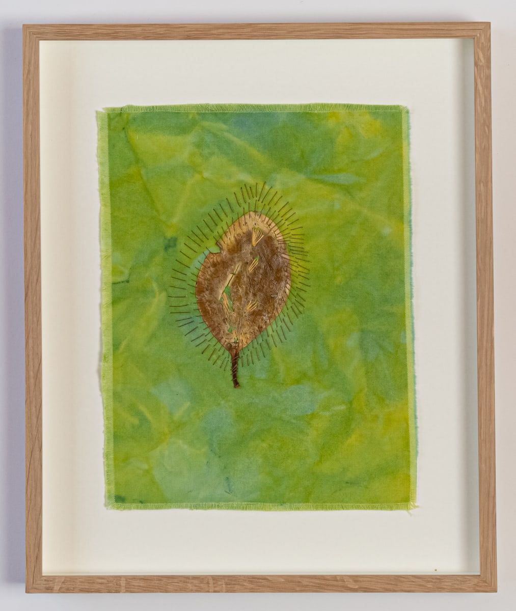 Leaf on Weld Overdyed Indigo by Susan D'souza  Image: Framed Textile original