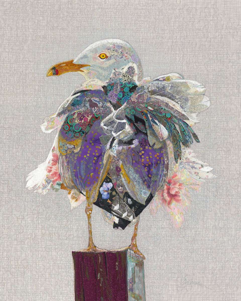 "Gull Life" - Smithsonian Gull  (Larus smithsonianus)  Photographer: Donna Tolbert Anderson by Susan Fay Schauer Fiber Artist 