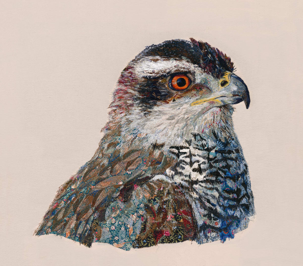 "Cooper's Cousin"  Mother Cook's Hawk.  Northern Goshawk (Accipiter gentilis) by Susan Fay Schauer Fiber Artist 