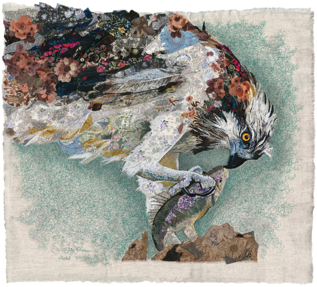 "Today's Catch"    Sea Hawk (Pandion haliaetus) by Susan Fay Schauer Fiber Artist 