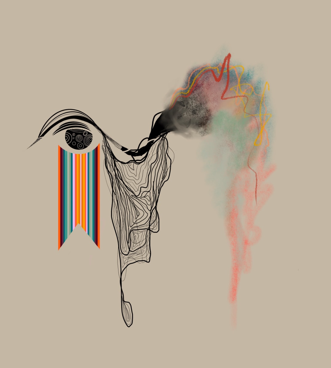 Here For the Snacks by Randi Ferrara  Image: This piece speaks to the experience of existing as a woman in a world where men are making decisions for us and what we are allowed to do with our bodies. Leaving women with feelings of hopelessness, sorrow, injustice and frustration. So, I'm just Here For the Snacks.  