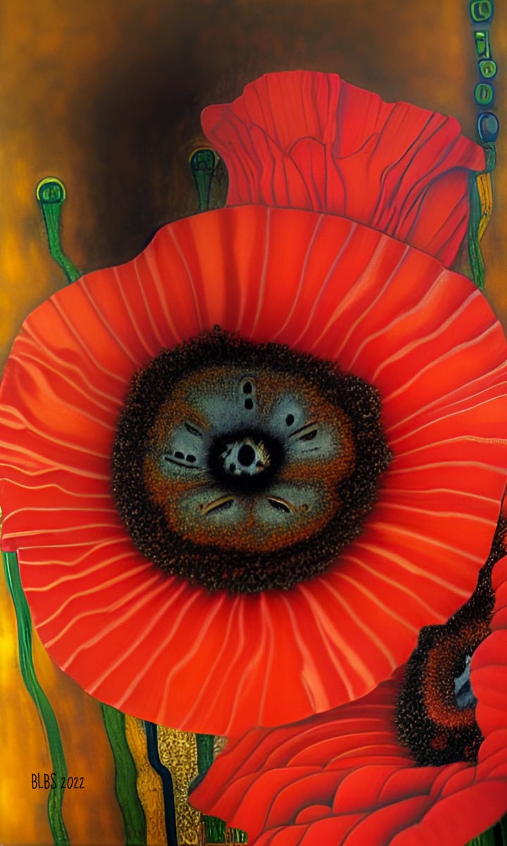 Oriental Poppy - Tribute to Klimt by Barbara Storey  Image: Oriental Poppy - Tribute to Klimt